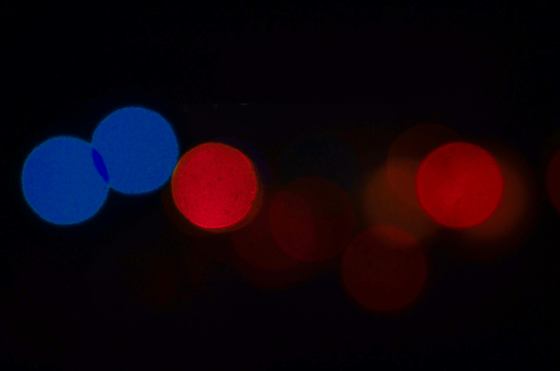 a blurry image of a traffic light at night