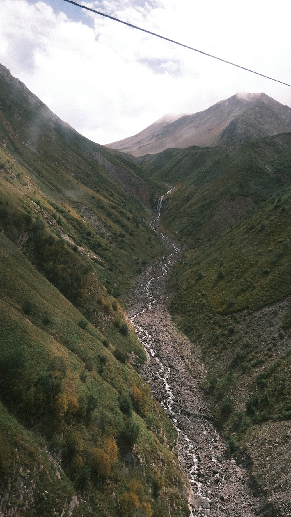 a river running through a lush green valley