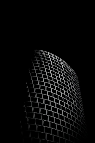 Darkened architectural background featuring a modern building with green and gold accents.