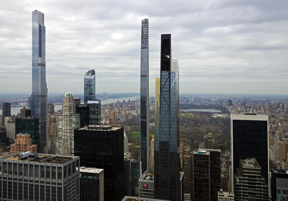 a view of a city with tall buildings