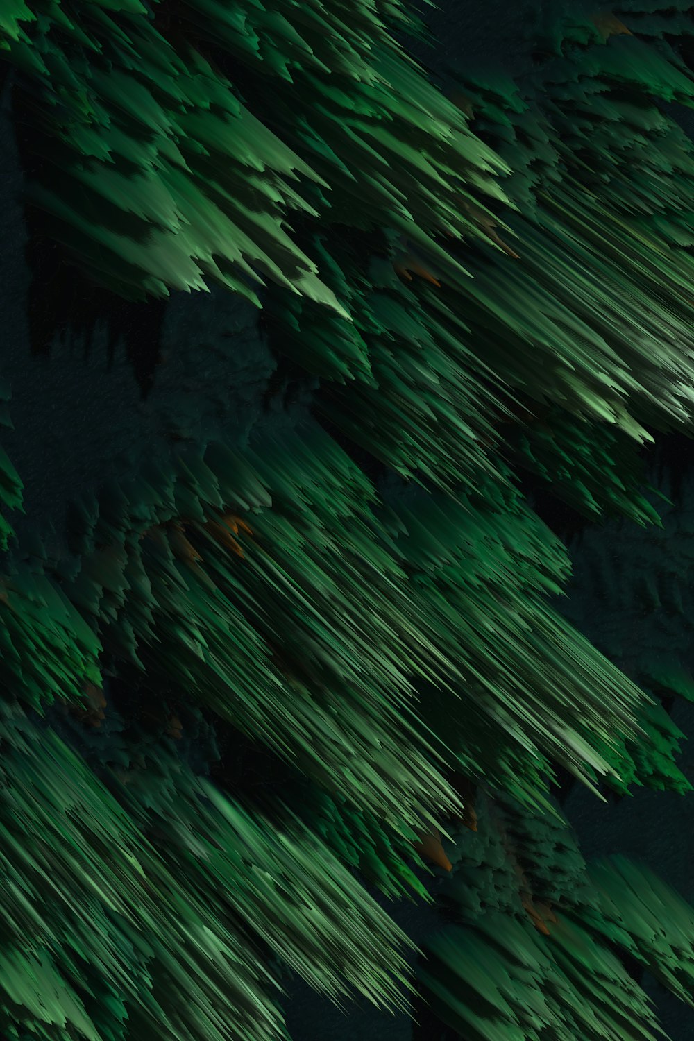 a group of trees that are green in the dark