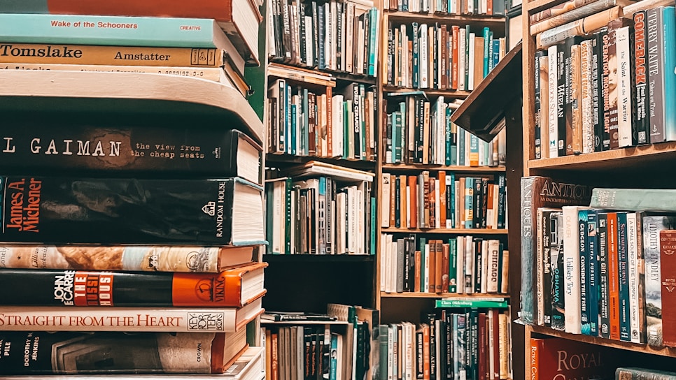 A vibrant photo of a legal library filled with law books.