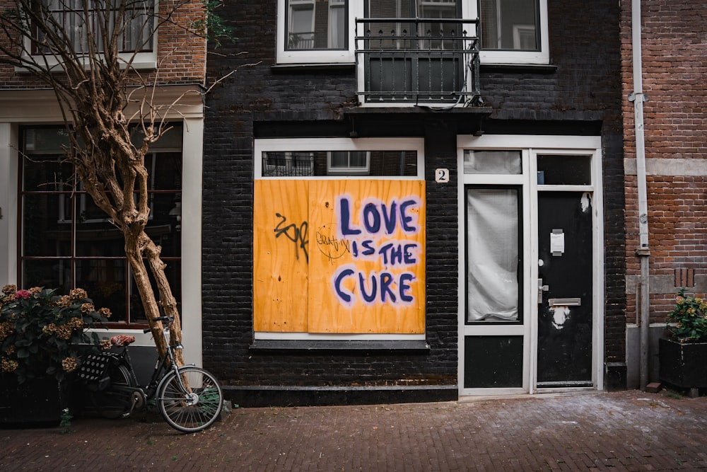 a building with a sign that says love is the core
