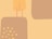 A minimalist abstract design featuring earthy tones. The image contains large rectangular shapes with rounded edges in shades of beige and brown. One rectangle in the lower left corner has small yellow circles scattered within it, adding a subtle pattern. Two vertical lines in a peach hue extend from a smaller rectangle at the top.