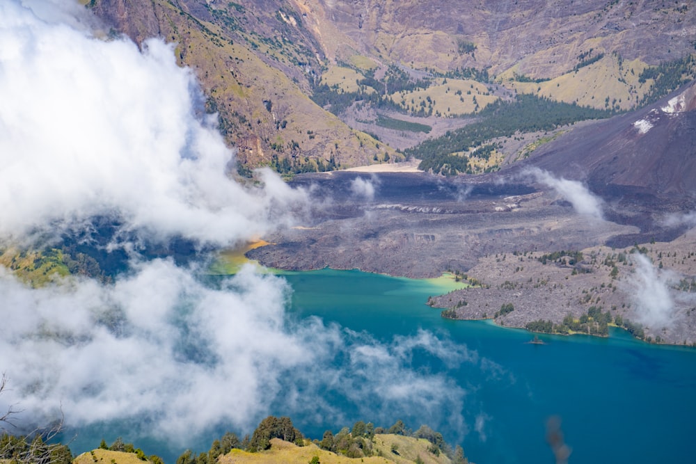 a large body of water surrounded by mountains