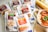 A selection of Denny sauce packets is displayed alongside a bowl of curry with rice and a rolled flatbread on a plate. The packets are flavors like Chicken A La King, Curry Sauce, and Stroganoff, among others. The curry in the bowl has a rich orange sauce garnished with fresh coriander.