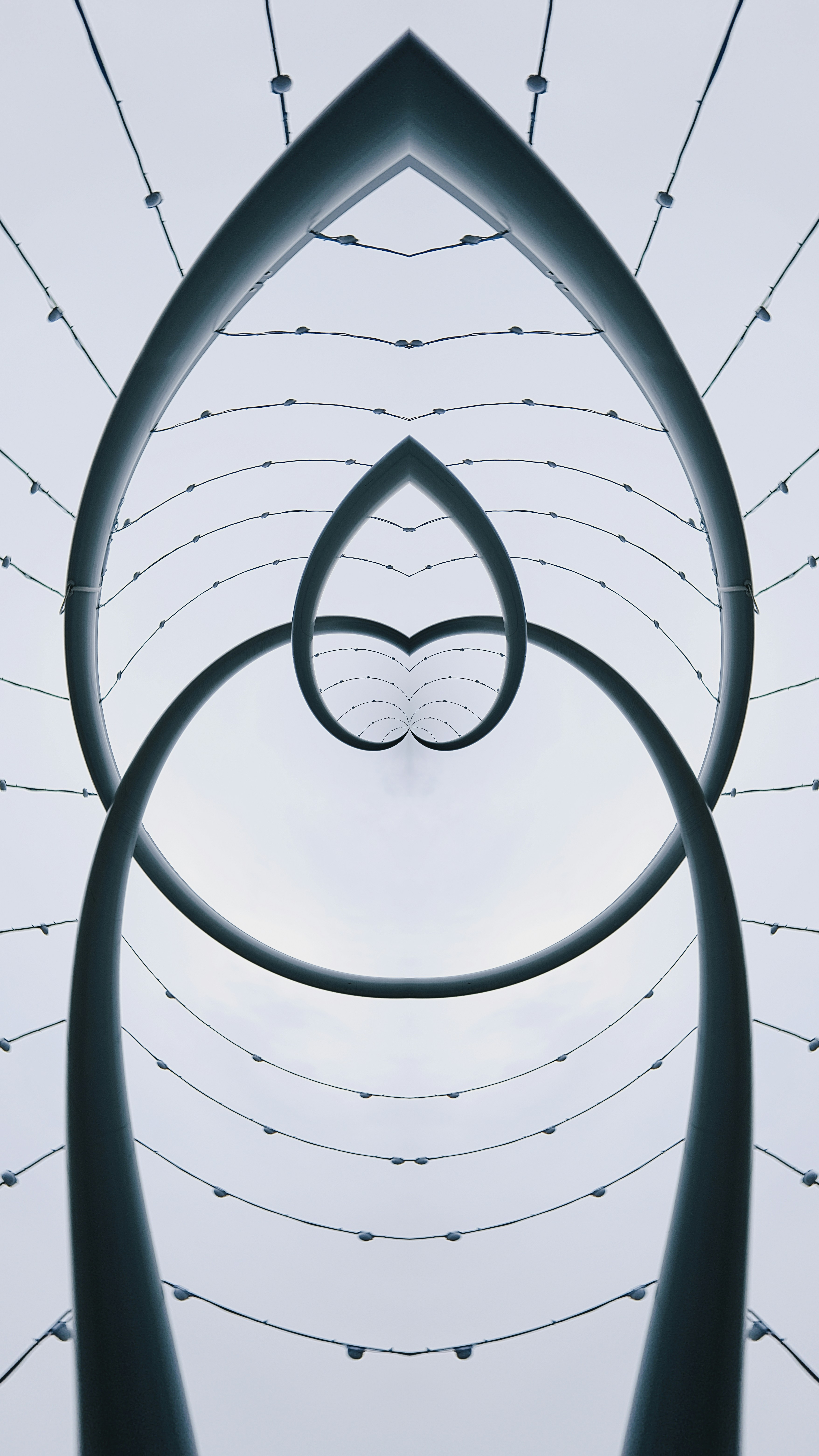 a very tall structure with many lines on it