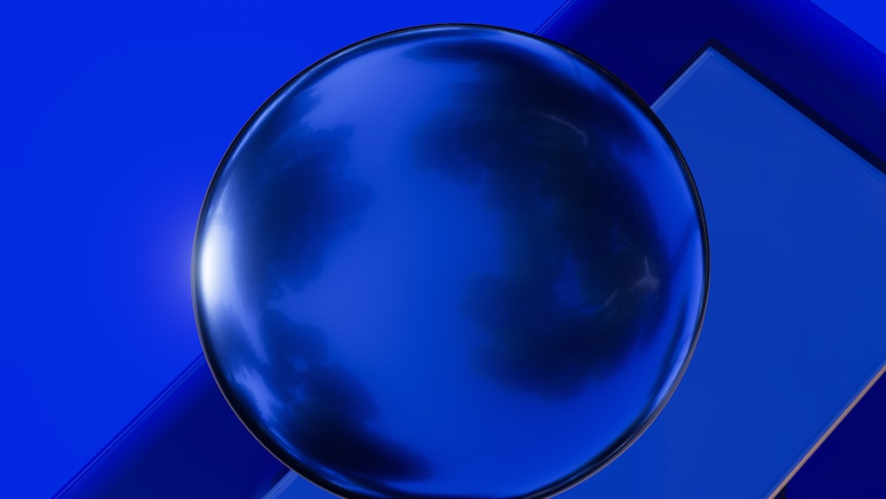 a blue background with a round object in the middle