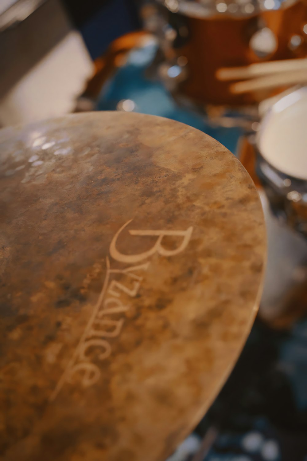 a close up of a drum on a table