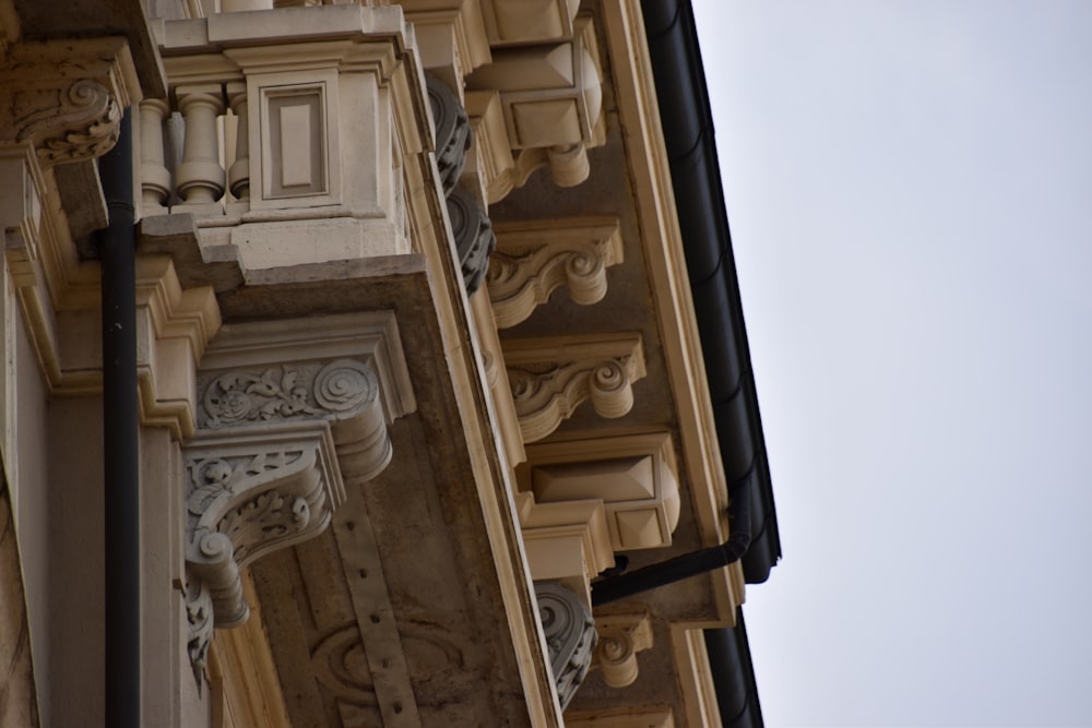 a close up of the corner of a building