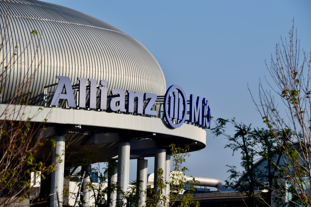 a building with a sign on top of it