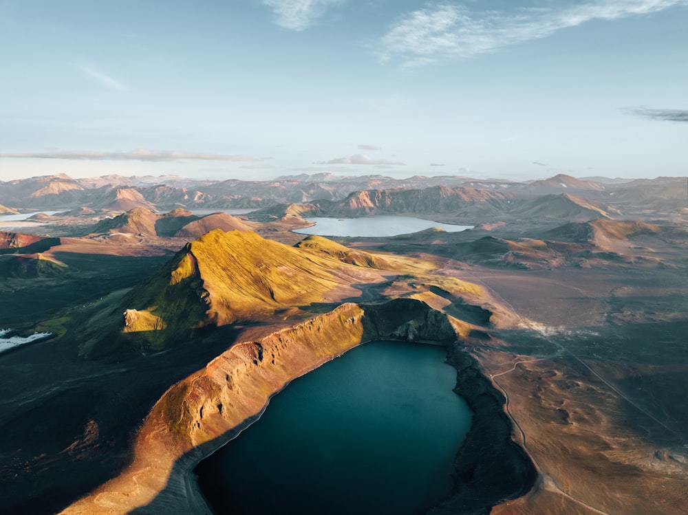 a large body of water surrounded by mountains