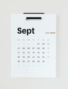 a calendar with the word sep on it