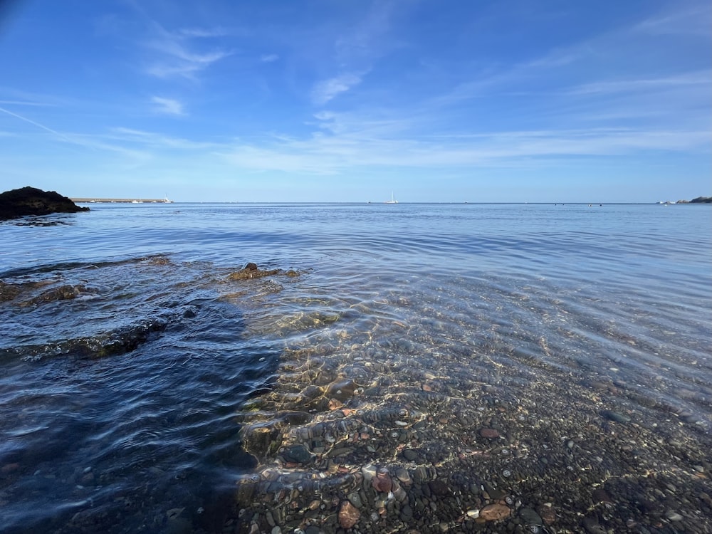 a body of water with rocks in it