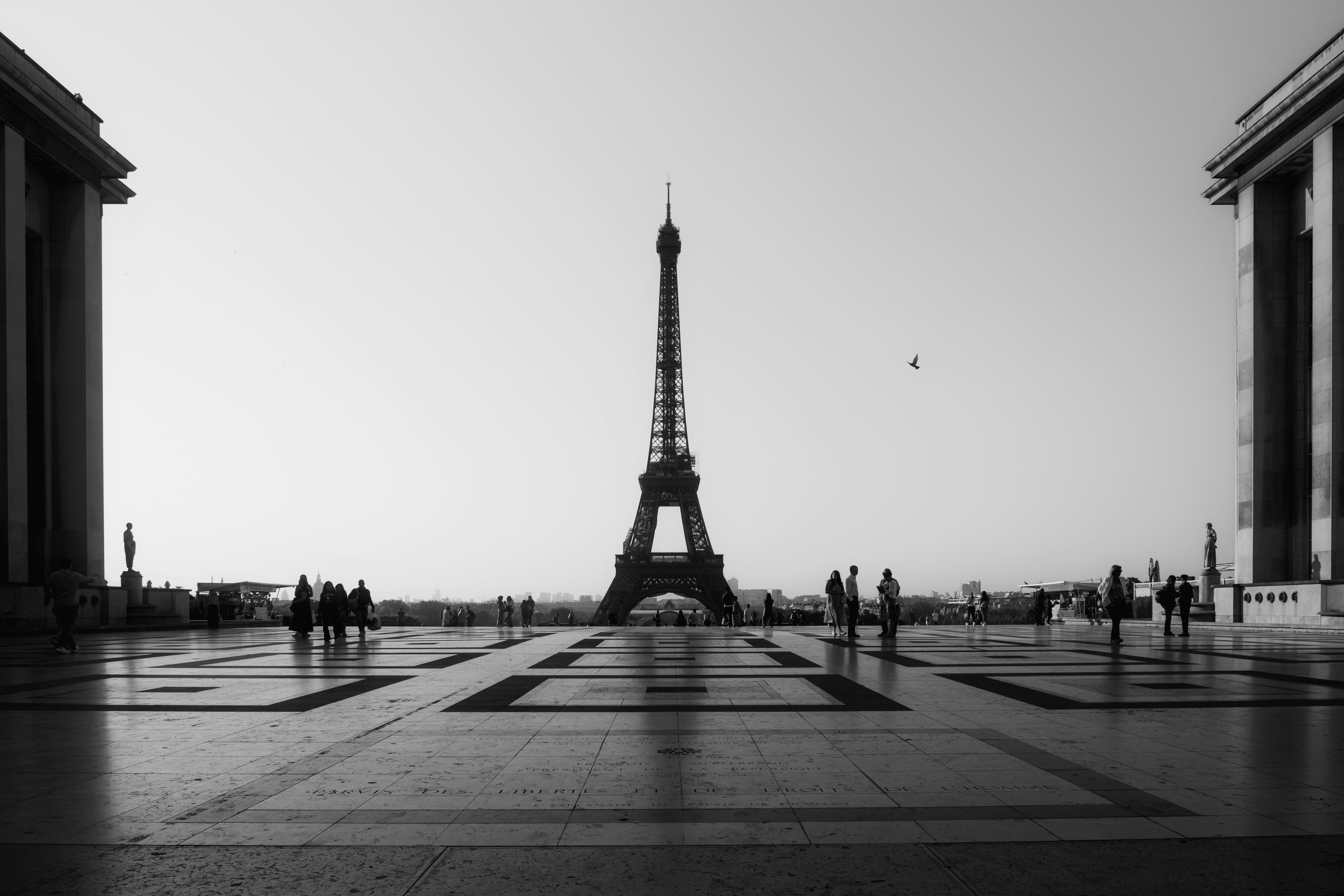 A black and white photo of the eiffel tower