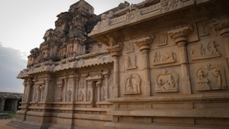 An ancient Indian temple showcasing intricate carvings.