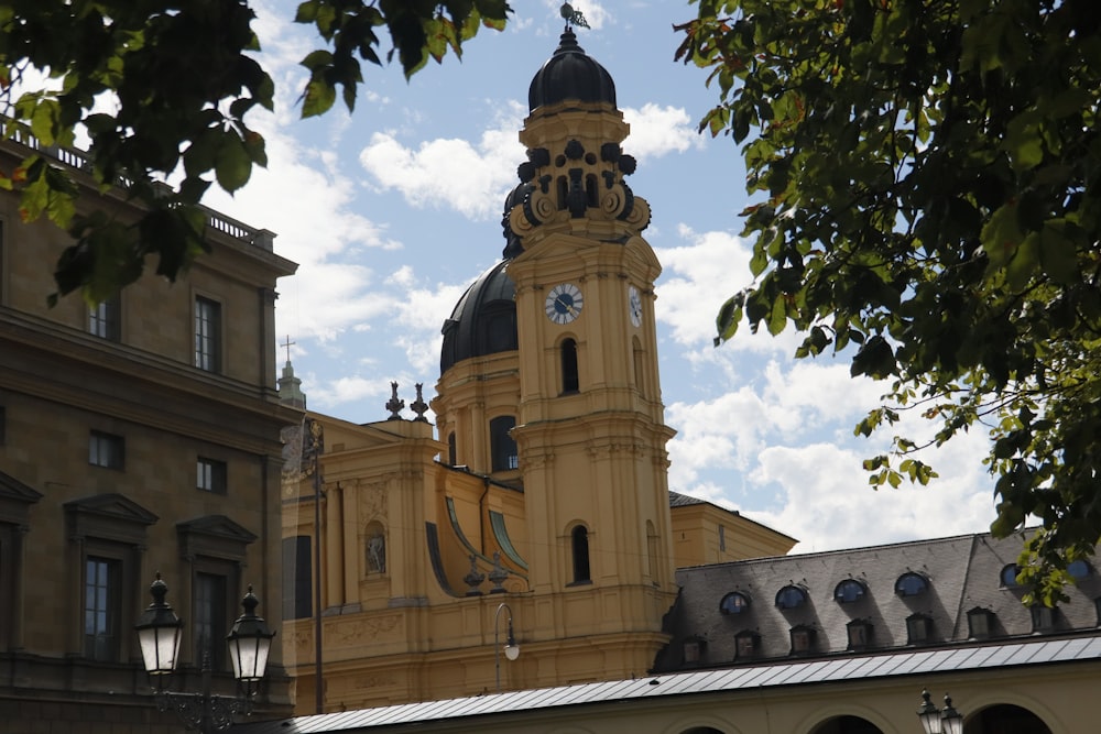 a large building with a clock on the top of it