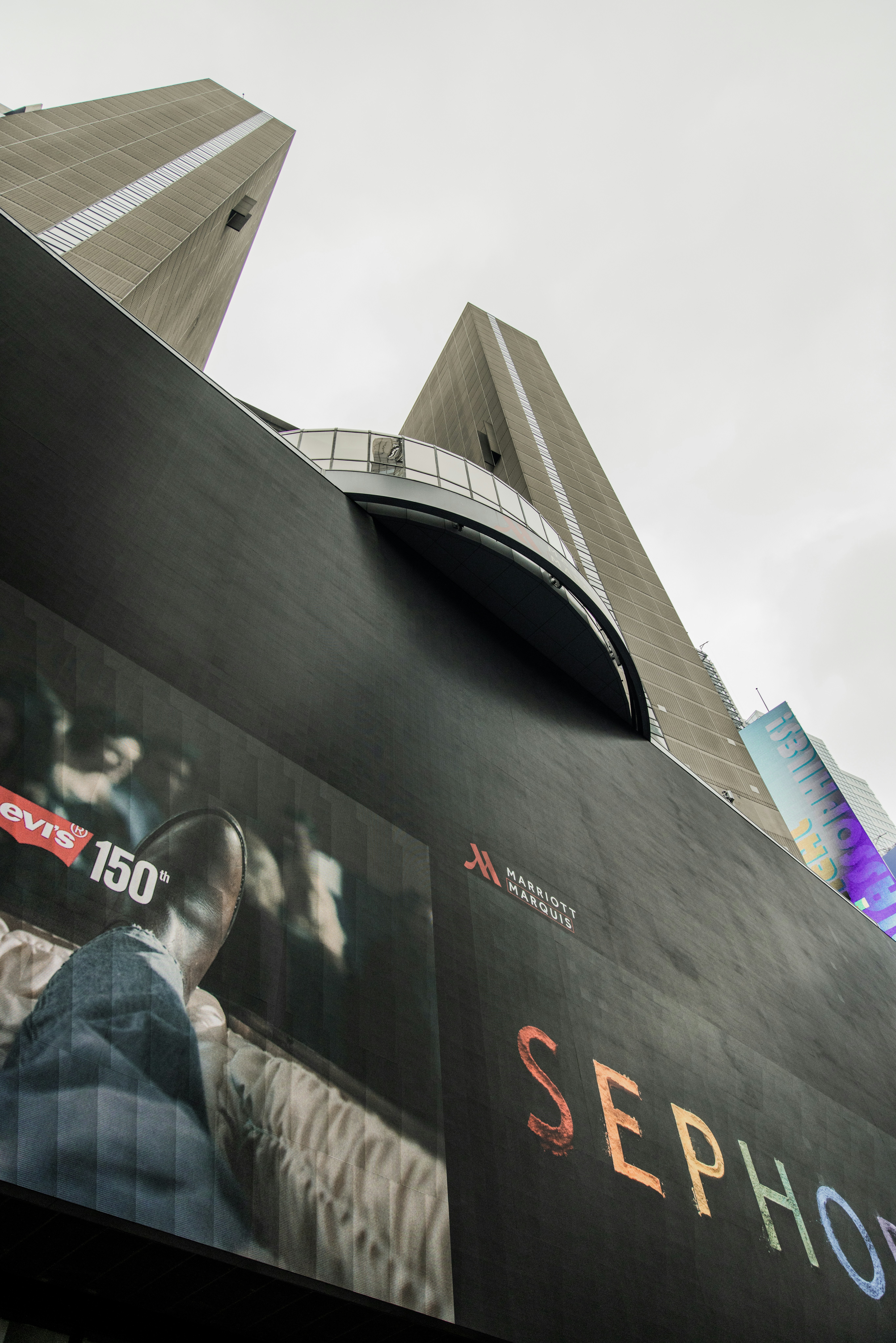 a large advertisement on the side of a building