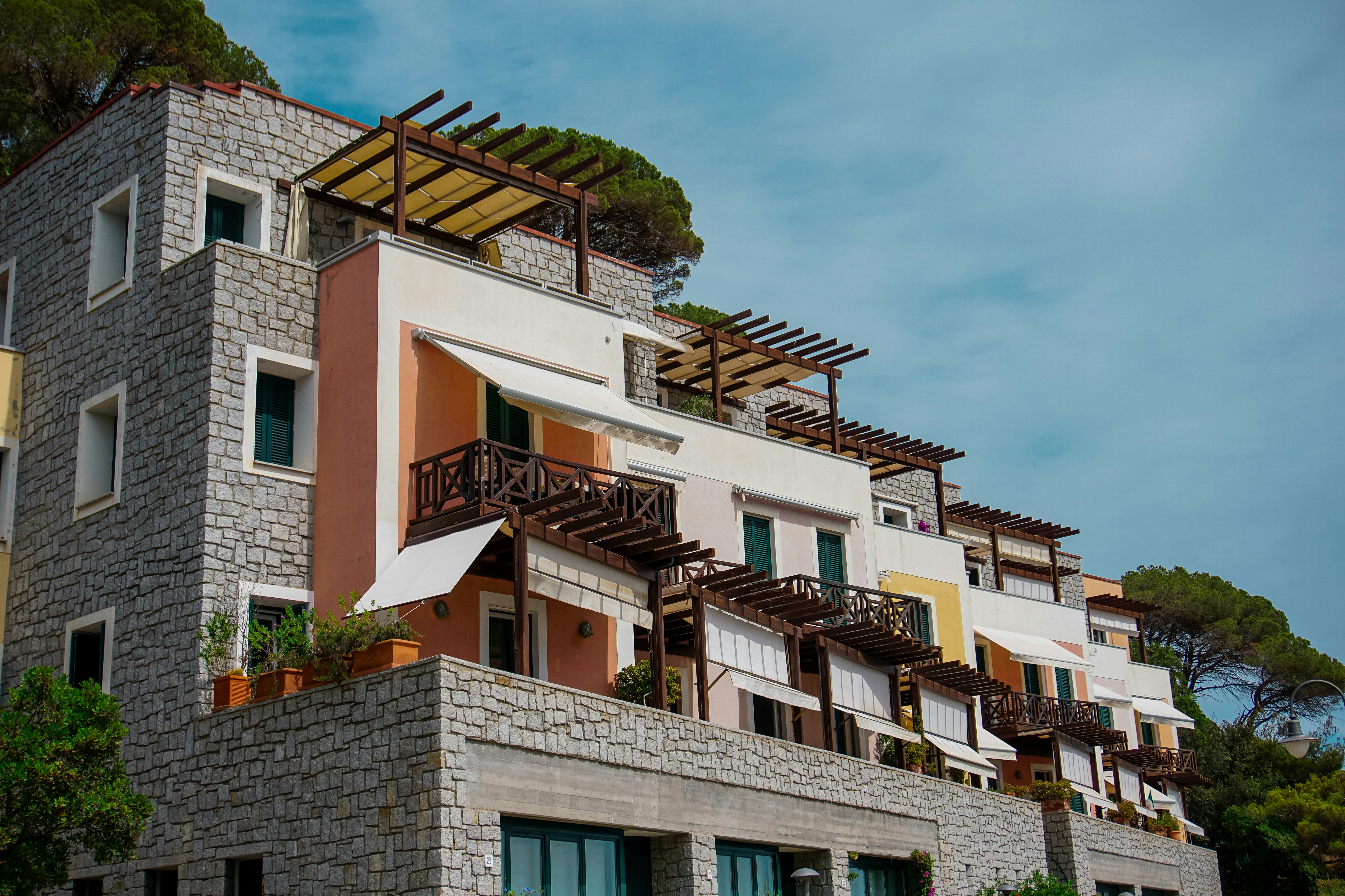 a building with a bunch of balconies on top of it