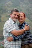 a man and a woman hugging each other