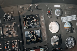 a close up of the controls of a plane