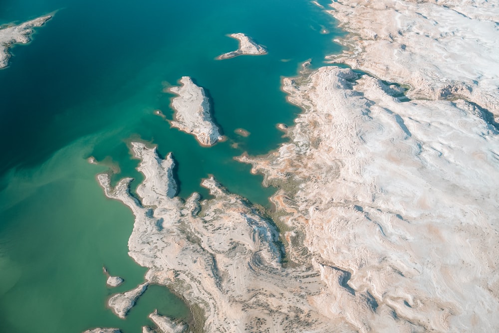 a large body of water surrounded by land