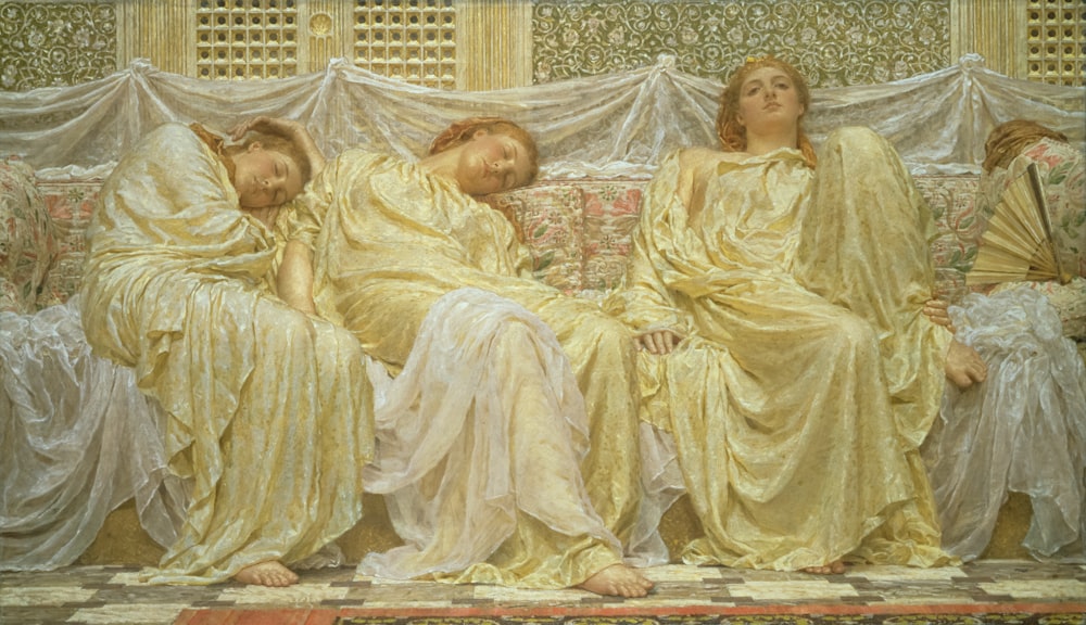 a painting of a group of women sitting on a couch