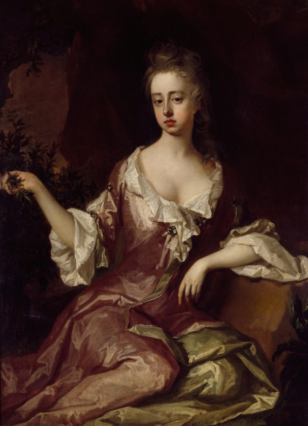 a painting of a woman in a red dress