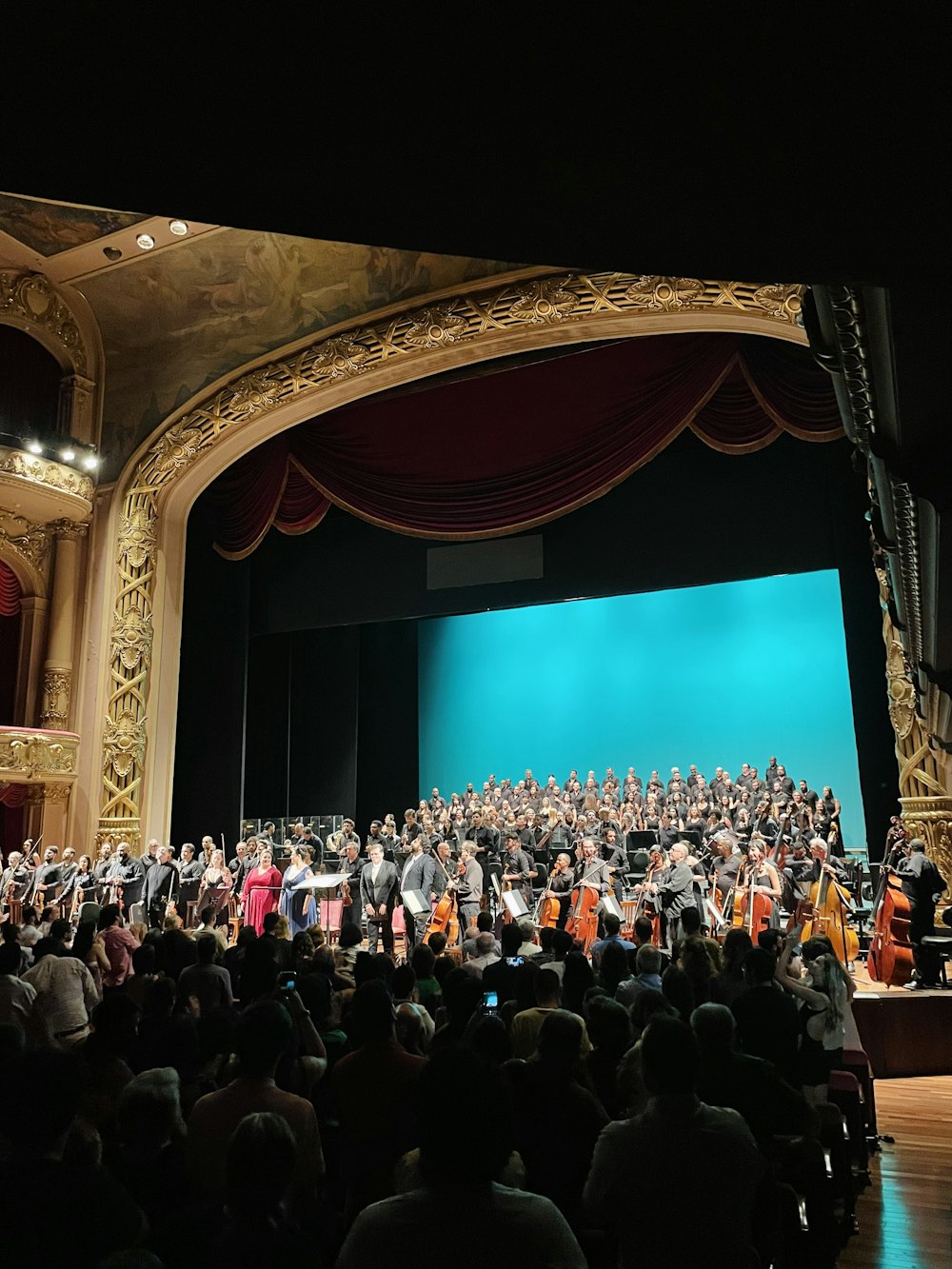 a large group of people on a stage