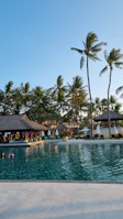 Guests enjoying a refreshing swim in the crystal-clear resort pool.
