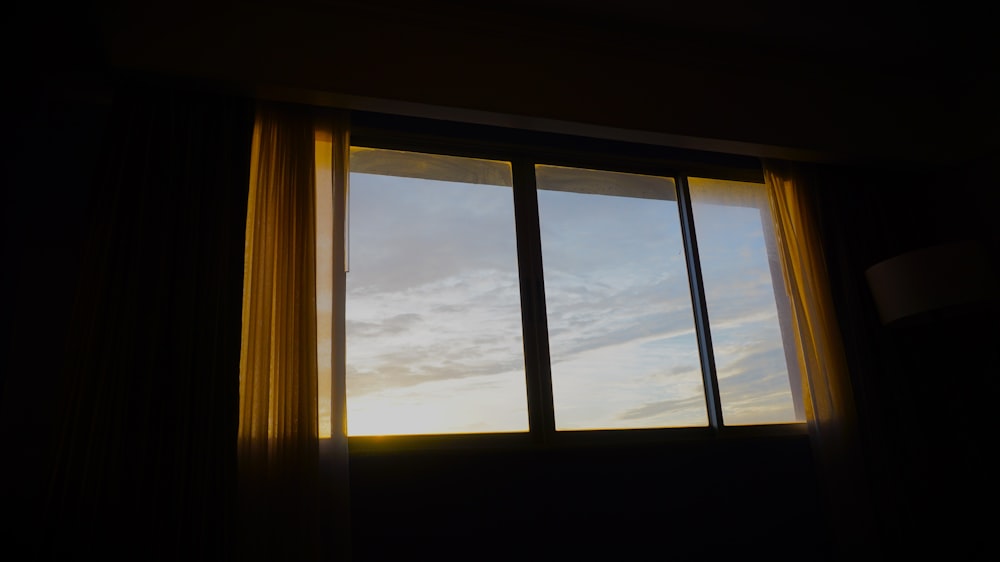 a window with a view of the sky outside