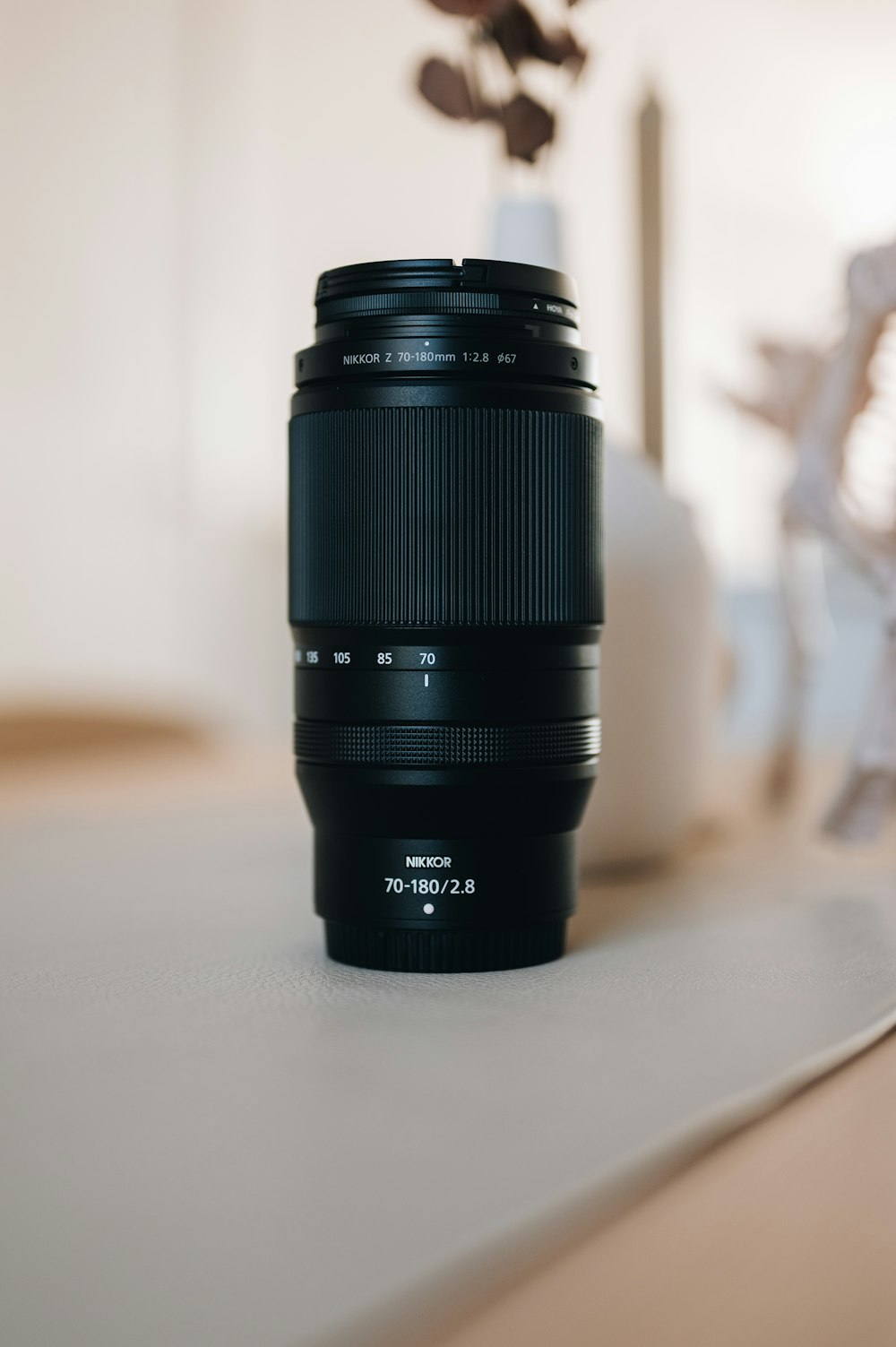 a close up of a camera lens on a table