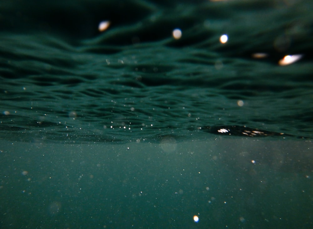 a close up of the water surface with bubbles