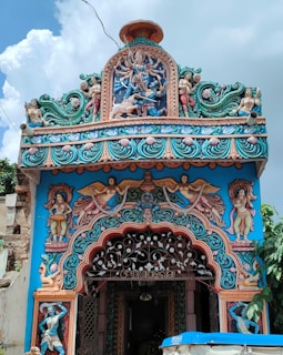 The colorful entrance of Jaganath Mandir adorned with intricate carvings.