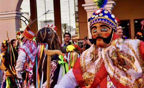 A lively cultural festival in Valencia with colorful costumes and dancing.