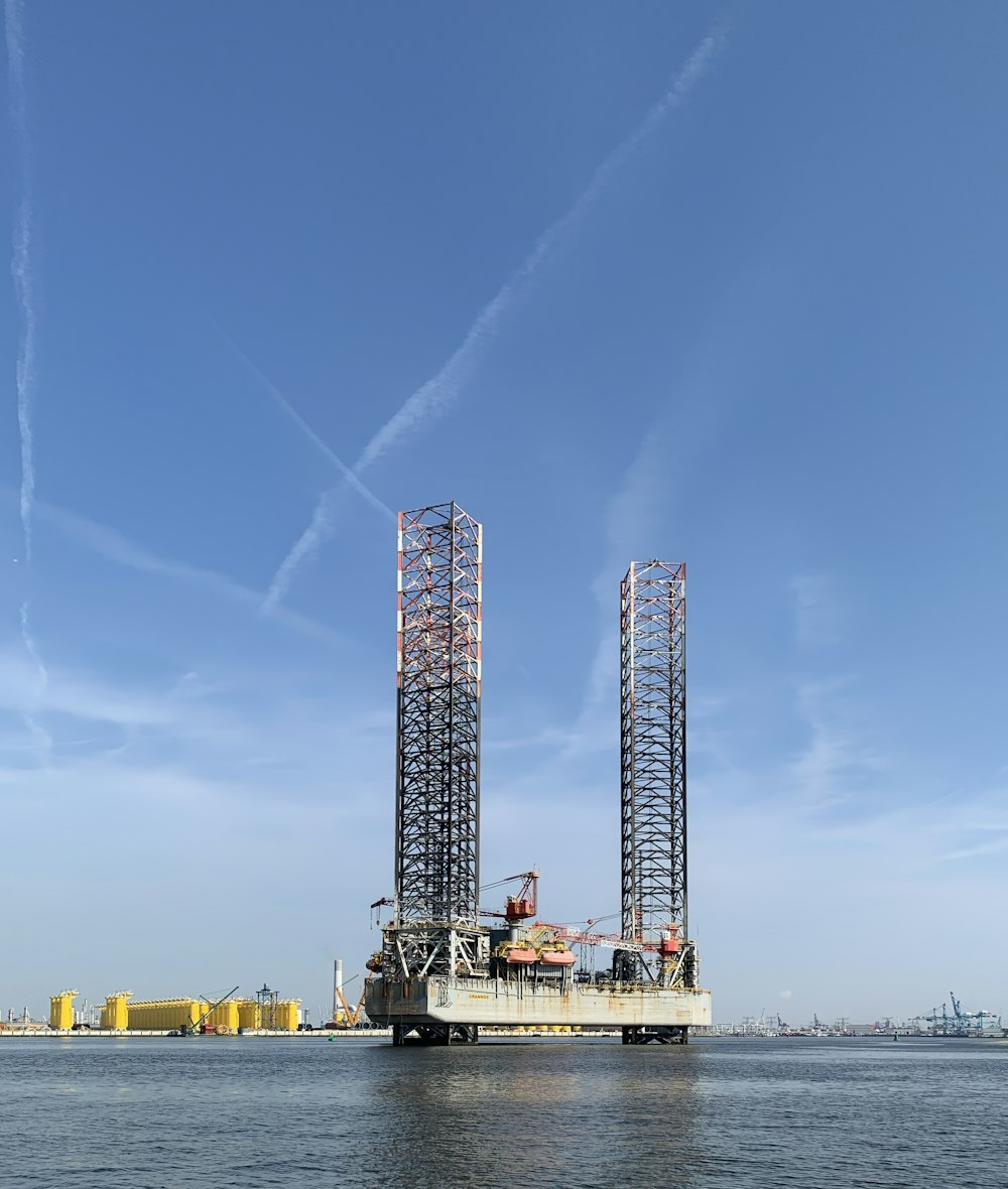 a large structure sitting on top of a large body of water