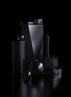 A collection of varied volumetric artworks arranged artistically on a sleek black backdrop.