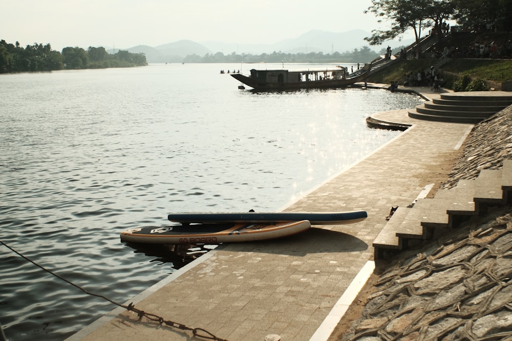 a body of water with a boat on it