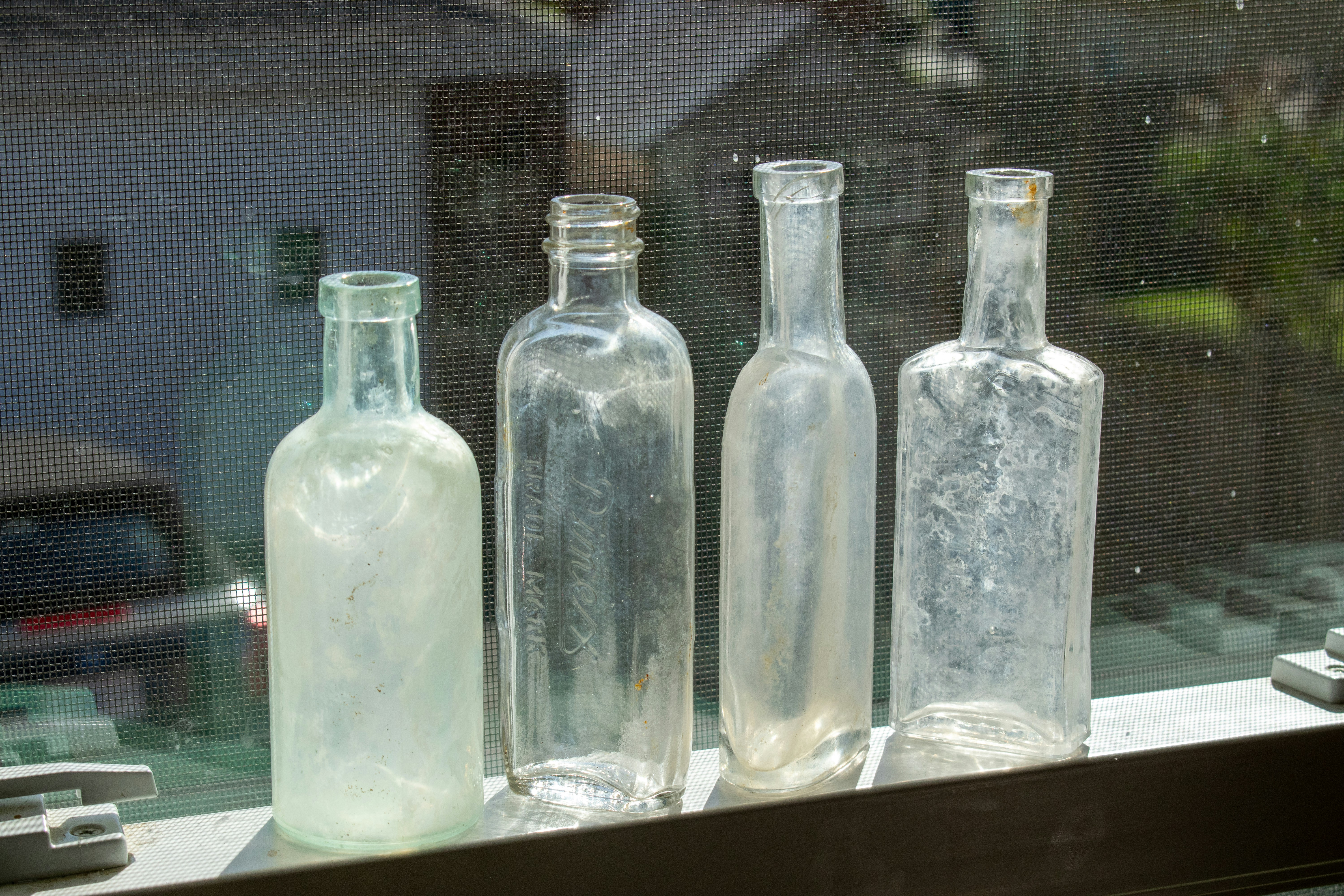 Antique medicine bottles display