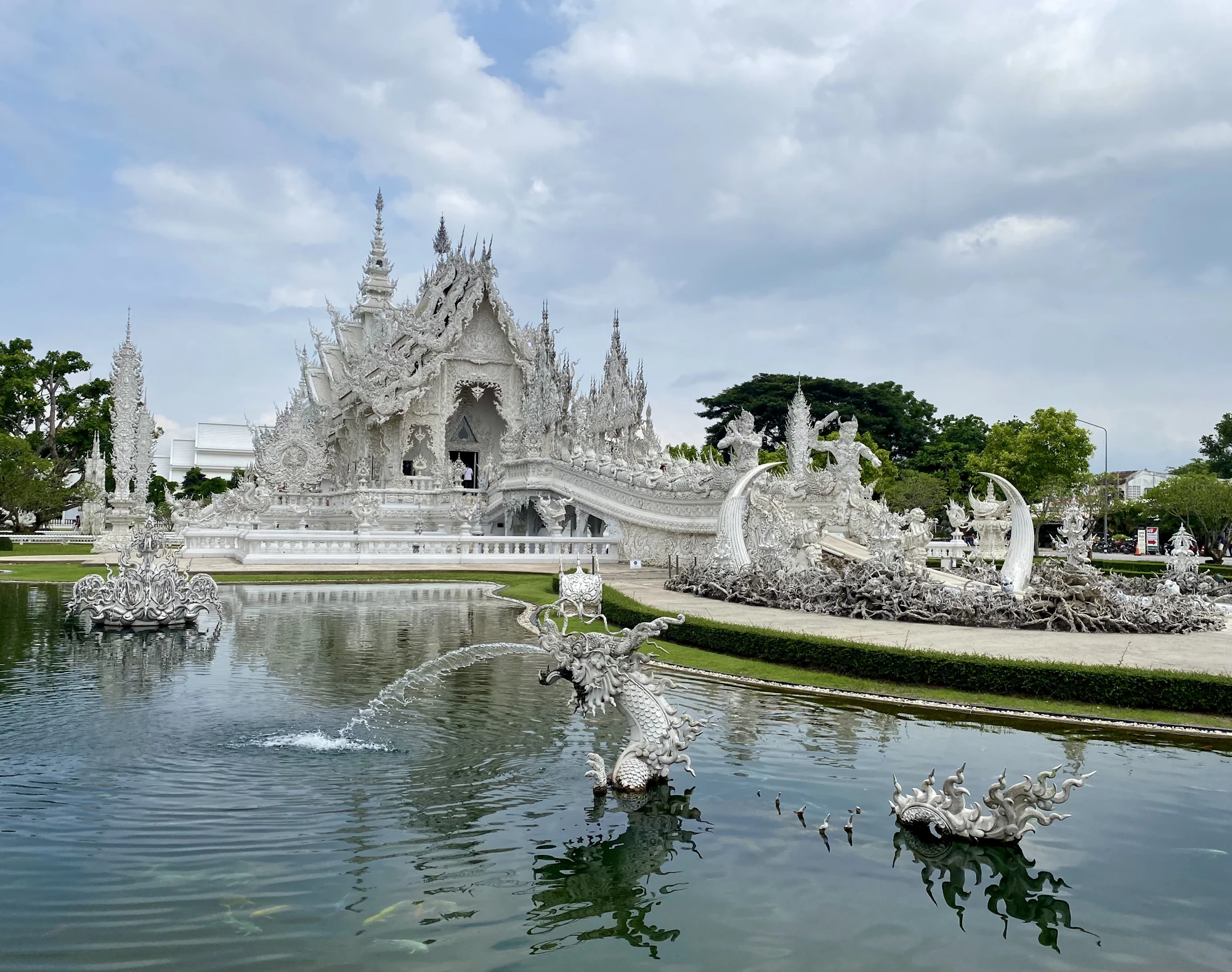 White Temple architecture at Wat Rong Khun in Chiang Rai