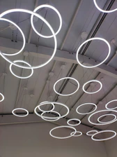 Close-up of LED profile lighting installed on a modern ceiling.