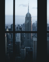 a view of the empire building from a window