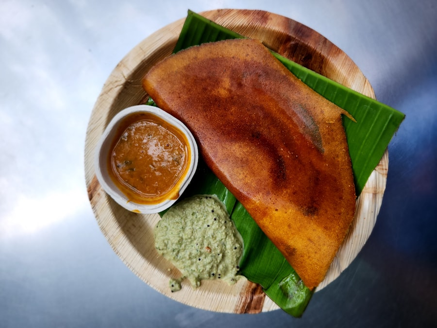Masala Dosa Platter - Golden dosa served with coconut chutney and sambar