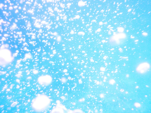 Animated sea blue bubbles rising gently against a smooth green background, creating a lively underwater feel.