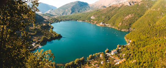 a large body of water surrounded by mountains