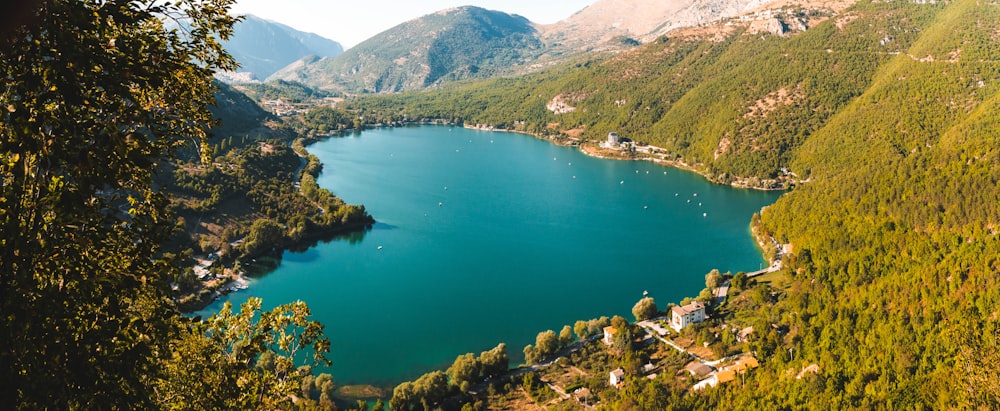 a large body of water surrounded by mountains