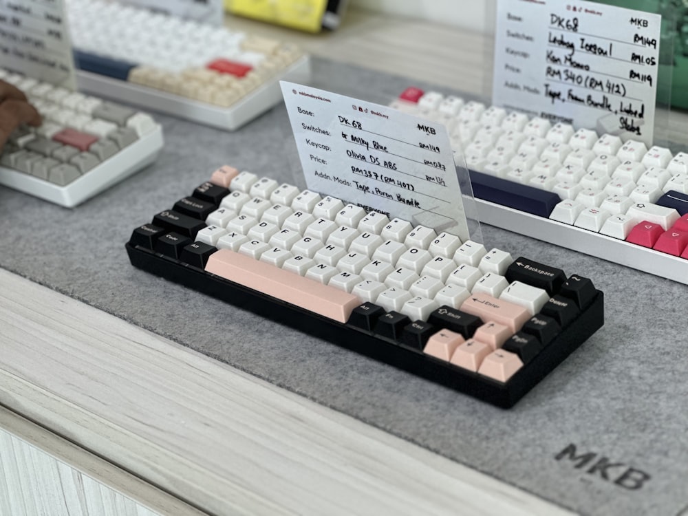 a close up of a keyboard on a table