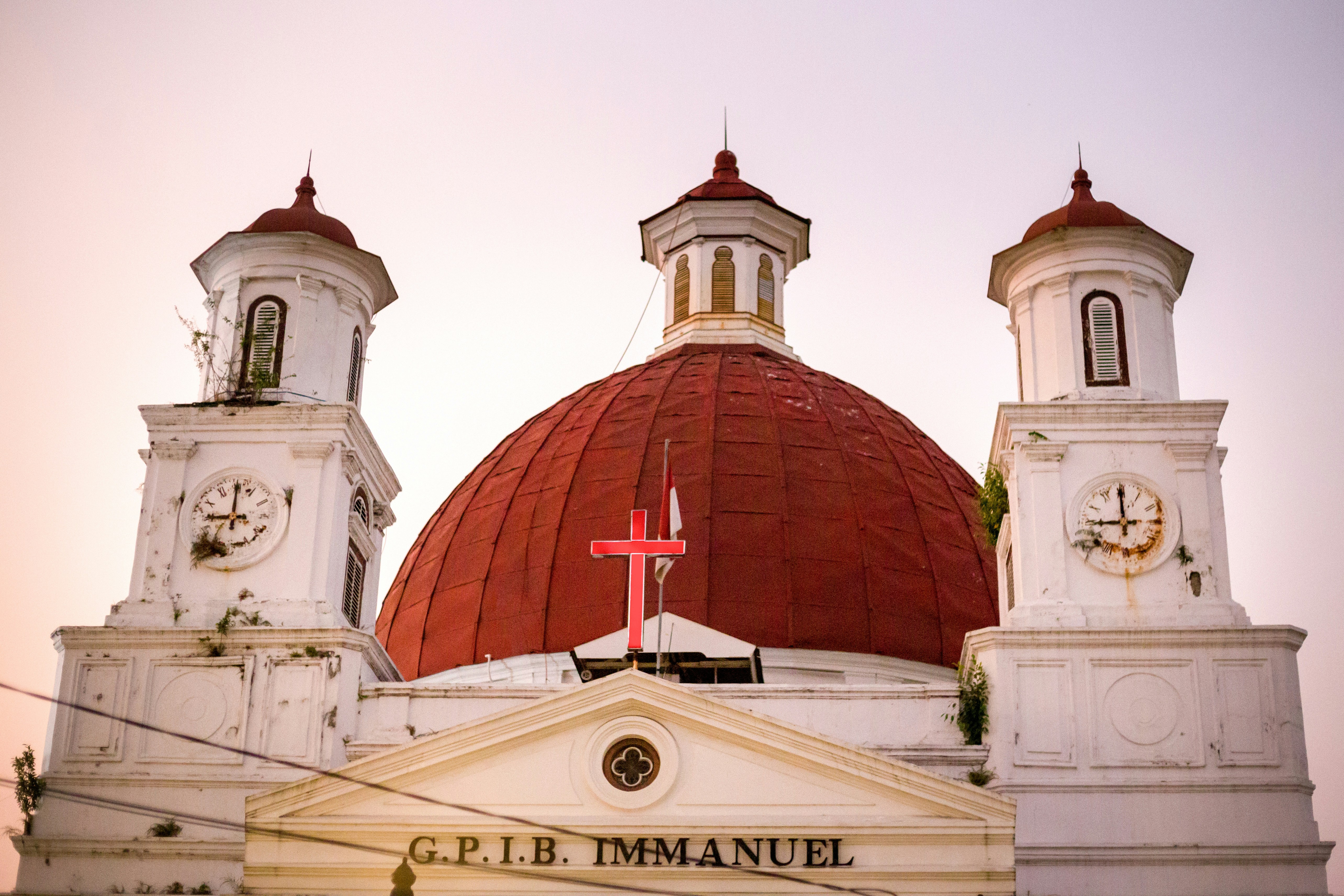 Red and white church