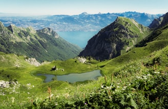 a lake in the middle of a mountain range
