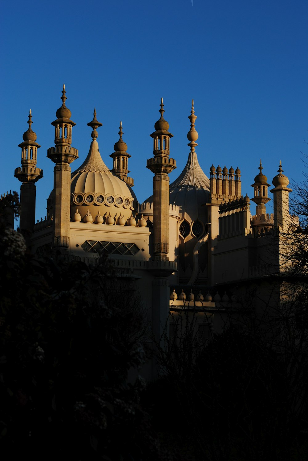 a view of a building with a sky in the background